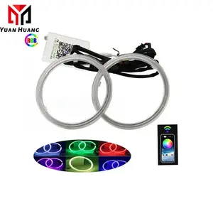 Mobil RGB mata malaikat COB cincin Halo 60MM 70MM 80MM 90MM 100MM 110MM 120MM Mobil cincin Halo lampu depan aplikasi ponsel dengan penutup