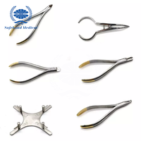 Pince orthodontique dentaire, porte-aiguille pour localisateur de brackets, acier inoxydable, ensemble de 18 pièces dans un sac en cuir