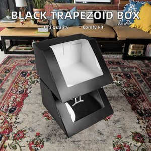 Caja de Cartón Trapezoidal Negra Autoarmable de Alta Gama para Mascarillas Faciales Cosméticas, Ventana de PVC, Laminación Mate, Logotipo Personalizado - Product Image 2