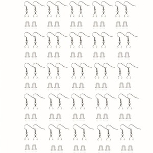 Crochets de boucles d'oreilles en acier inoxydable, 50 pièces, avec bouchons d'oreille transparents, pour la fabrication de bijoux, ensemble d'accessoires unisexes à faire soi-même - Product Image 2