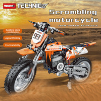 Modèle de moto de course tout-terrain Woma Building Block compatible avec les petites briques, jouet éducatif d'assemblage - Modèle en plastique ABS