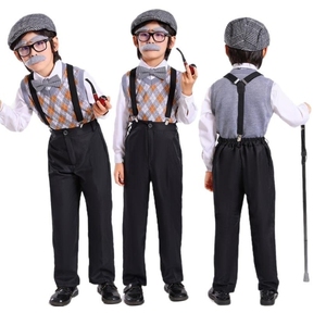ชุดหมวก แว่นตา และเสื้อกั๊กคุณปู่สำหรับเด็ก MS Halloween Old Man Costume สีเทาอ่อน 1-10 - Product Image 6