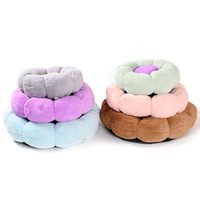 Lit pour chien et chat en peluche rond à motif floral, neuf, vente en gros d'usine, mignon, doux, confortable, respirant, pour usage intérieur, garde les chiens au chaud, lit pour animaux de compagnie en peluche