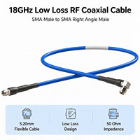 Câble coaxial RF à faible perte 18 GHz, SMA mâle vers SMA mâle à angle droit, câble flexible 5,20 mm pour système de communication et de mesure