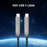 Kabel Ekstensi AOC Tipe-C 4K 60Hz 5Gbps Transmisi Sinyal Serat Optik Selubung PVC Kabel Jarak Jauh 50M untuk Monitor