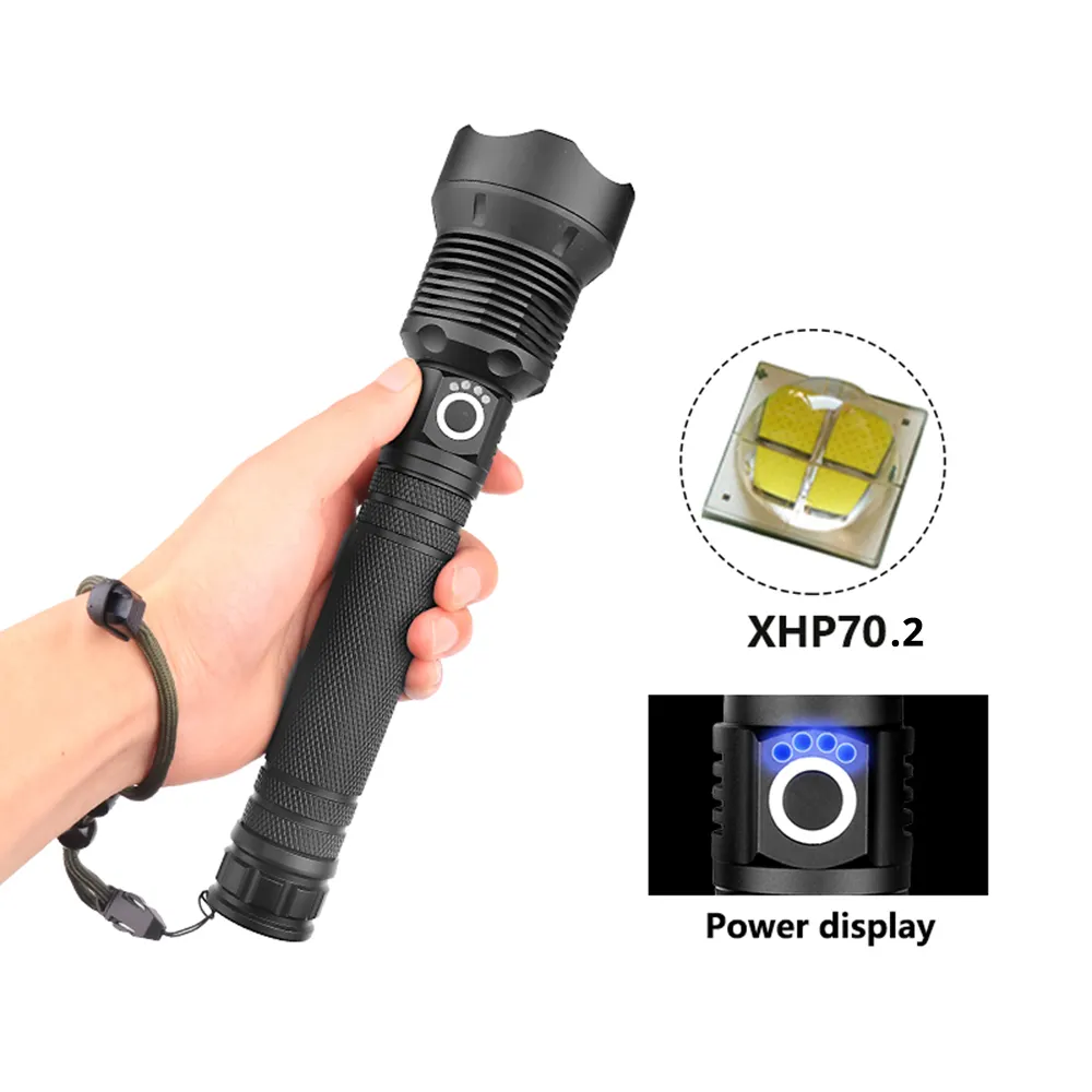 Powerful LED Flashlight With 4 Core P70 Lamp Bead Zoomable 3 Lighting Modes LED Torch Support For Hunting Lamp