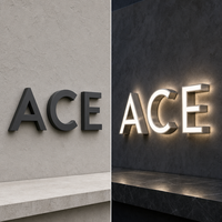 Enseigne lumineuse 3D personnalisée en lettres LED, acrylique et acier inoxydable, alphabet et chiffres, logo autoportant IP65 pour bar, hôtel, centre commercial, événement
