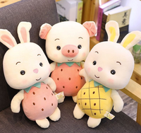 Groothandel Schattige Cartoon Fruit Mascottes Superzachte Pluche Dieren Varken en Konijn Pluche Borduurpop voor Kindercadeaus