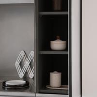 Harga Pabrik Kabinet Dapur Modular Modern Stainless Steel 304 yang Dapat Disesuaikan Set Furnitur Pintar Meja Kerja Laminasi Kaca Mall