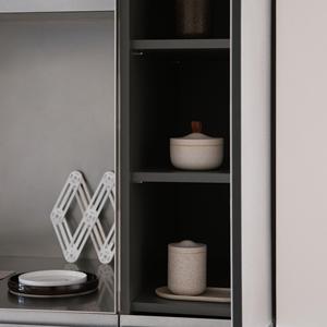 Nhà Máy Giá tùy chỉnh 304 thép không gỉ Tủ Bếp thiết lập thông minh Đồ nội thất với Laminate Countertop cửa kính cho biệt thự - Product Image 2