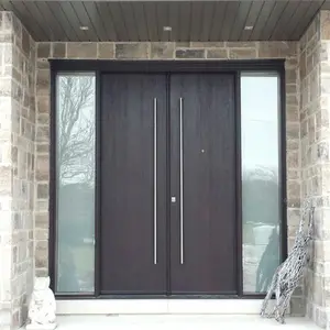 Top Sale Solid Wood And Glass Double Doors Durable Sold Wooden Door Luxury Pooja Mandir Wooden With Doors