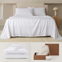 Parure de lit Bare Home 100 % coton, confortable et légère, avec housse de couette et drap-housse à poches profondes, pour lit King ou Queen, lavable en machine