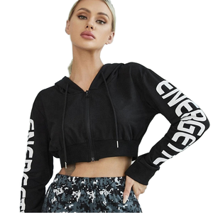 Vente en gros personnalisé femmes Fl Zip Crop Top sweats à capuche d'entraînement tendance durable imprimé respirant Lady Jaets hiver dessin animé - Product Image 1