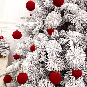 Christmas Ornaments Velvet <b>Wrapped</b> <b>Plastic</b> Baubles Flocking Velvet Hanging Balls For Xmas Tree Home Decoration - Product Image 5