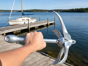 Boat Anchor Folding Galvanised Steel 0.7kg 1.5kg Set W/ Buoy Carabiner for Inflatable SUP Kayak Canoe <b>Silver</b> High Hold - Product Image 5