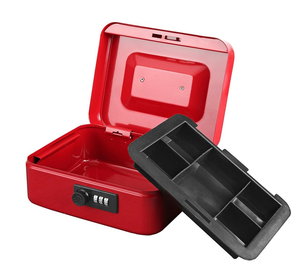 Caja fuerte de acero para efectivo con cerradura de combinación, caja fuerte para dinero con bandeja para monedas extraíble, grande - Product Image 5
