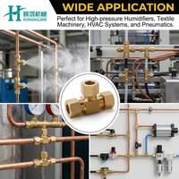 Sambungan Kompresi Kuningan Tee Fitting Equal dan Reducing Union 3-Way Connector 4mm-12mm untuk Humidifier Tekanan Tinggi dan Pipa Tembaga