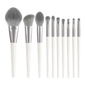 Custom Logo Wholesale Foundation Concealer Mascara Blusher-Fan Style Makeup Brushes Professional 10PCS Wood Makeup Brushes Set