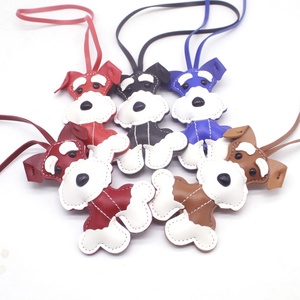 Chaîne de téléphone personnalisable avec animal mignon, breloque de sac pour filles, porte-clés en cuir PU durable, chien Schnauzer de dessin animé, cadeau promotionnel - Product Image 1