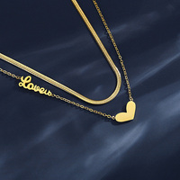 Collier en acier inoxydable plaqué or 18 carats avec pendentif cœur et chaîne serpent superposée, cadeau pour femme, vente en gros
