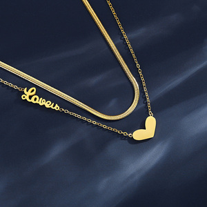 Collar de Acero Inoxidable con Colgante de Corazón y Cadena de Serpiente Chapada en <span class=keywords><strong>Oro</strong></span> de 18K, Regalo para Mujer, Venta al Por Mayor - Product Image 5