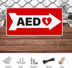 Panneau AED réfléchissant en aluminium, panneau de signalisation de localisation AED de 12x6 pouces, marqueur de localisation d'urgence pour le lieu de travail et les espaces publics - Product Image 2