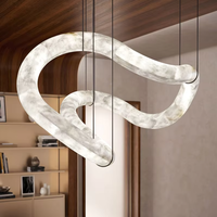 Lampu Gantung Nordic Customized Lights Alabaster untuk Meja Makan Hotel, Lampu Gantung Marmer Bentuk Tidak Beraturan