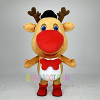 Costumes de mascotte de gros renne gonflable géant attrayants pour adultes, costumes de Noël en fourrure pelucheuse pour Halloween
