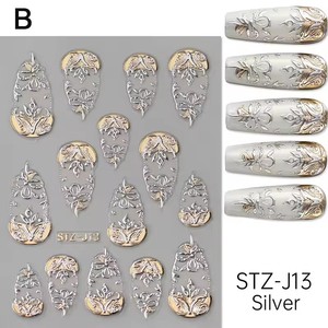 Pegatinas de Uñas con Corazón en 3D - Calcomanías Autoadhesivas para Uñas con Diseños Metálicos de Corazón para Decoración de Manicura en el Día de San Valentín - Product Image 4
