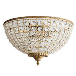 American Luxury Bedroom <b>Ceiling</b> Lamp Modern French Living Room Dining Room Copper Round Crystal <b>Flush</b> <b>Mount</b> <b>Ceiling</b> Chandelier - Product Image 3