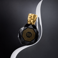 Flacon de parfum en verre multi-facettes vide de 100 ml, forme personnalisée, logo OEM ODM, bouchon doré irrégulier, boîte incluse