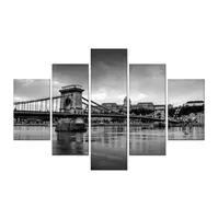 Jembatan Pemandangan Malam 5 Panel Modern Pemandangan Karya Seni Kanvas Cetak Gambar untuk Foto untuk Dekorasi Dinding Kanvas