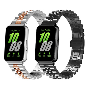 Correa de reloj de acero inoxidable de lujo con 5 cuentas para <span class=keywords><strong>Samsung</strong></span> <span class=keywords><strong>Watch</strong></span> Band <span class=keywords><strong>Galaxy</strong></span> Fit <span class=keywords><strong>3</strong></span> Correa de metal Para <span class=keywords><strong>Galaxy</strong></span> Fit <span class=keywords><strong>3</strong></span> Correa de reloj de acero - Product Image 1
