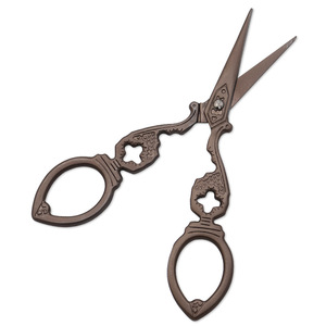 Retro <b>Style</b> Portable Scissors Stainless Steel Tea Plated Titanium Straight <b>Head</b> Home Use Tailor Scissors Mini Size For Loose - Product Image 1