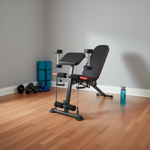 Banco de Pesas Ajustable con Almohadilla para Curl, para Ejercicio de Cuerpo Completo en Casa, con Bandas de Resistencia, Estructura de Acero al Carbono y Material de PU - Product Image 2