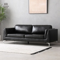 Canapé en cuir pu 3 places, mobilier de maison moderne noir durabilité DS007 en stock uniquement en gros