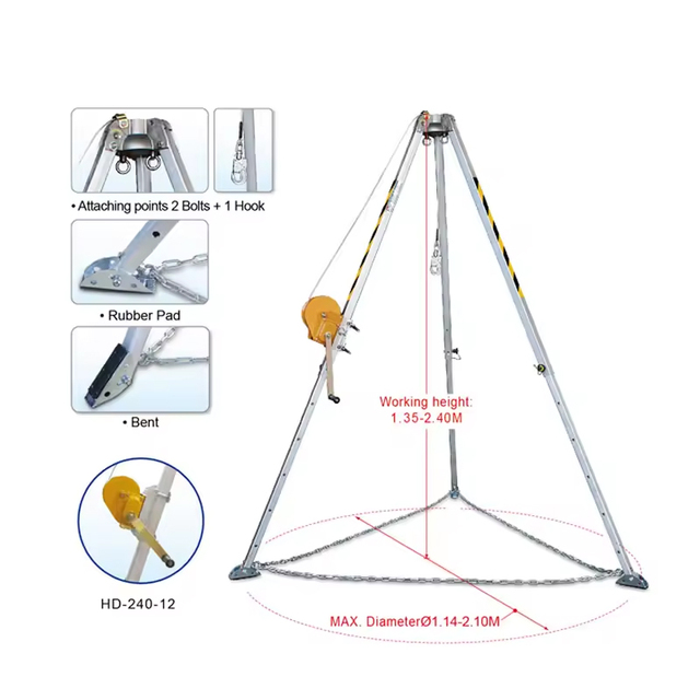 Wholesale Aluminum Alloy Industrial Safety Tripod Retractable Lifting Rescue Work in Confined Spaces