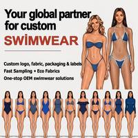 Fabricant OEM de maillots de bain personnalisés recyclés, ensemble bikini sans couture à double doublure avec bordure contrastante et liens ajustables pour femme