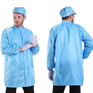 Mantel Lab Pembersih Ruangan Berkualitas Tinggi Pakaian Kerja Antistatik Garmen ESD