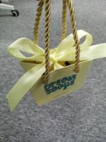 Sac en papier de luxe élégant pour petits bijoux de mariage avec logo et ruban, images réelles
