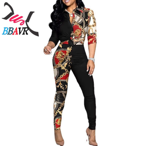 Conjunto Casual de Dos Piezas para Mujer, Camisa de Manga Larga con Estampado a Color y Pantalones Casuales, Venta al Por Mayor, Nuevo, Popular en Tiktok - Product Image 4