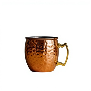 Hammered Texture Copper Travel <b>Mugs</b> Reusable Eco Friendly Moscow Mule Beer <b>Mug</b> With Brass handle Food Grade Made In India - Product Image 1