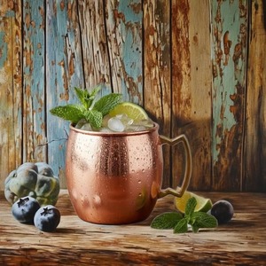 Mug à Moscow Mule en cuivre artisanal avec poignée en zigzag unique - Mug en cuivre pur classique - Product Image 5