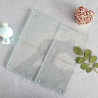 Sous-verre carré classique en verre trempé transparent 100x100 mm, écologique, pour décoration intérieure ou cadeau de fête DIY