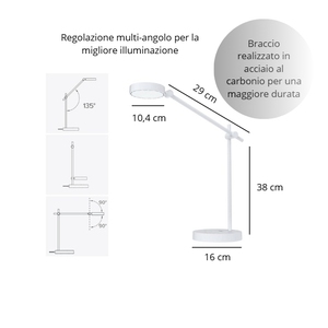 Lampada da Scrivania LED 10W Dimmerabile 6 Livelli di Luminosità 4 Temperature di Colore 2700K 4000K CRI 95 Luce Uniforme - Product Image 2