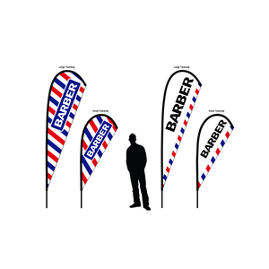 Tela publicitaria barata de la pluma <span class=keywords><strong>del</strong></span> poliéster que vuela la bandera de encargo de la bandera <span class=keywords><strong>del</strong></span> peluquero de la <span class=keywords><strong>playa</strong></span> - Product Image 1
