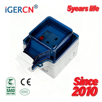 Prise murale électrique industrielle étanche IP66 de marque IGERCN, 1 gang, 240V/13A, en cuivre, pour extérieur, modèle IG86LP-S