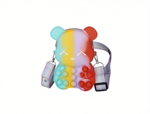 Borsa a tracolla antistress Bear in silicone Pop IT design per donne e bambini, utilizzabile in tutte le stagioni - Product Image 1