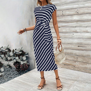 blue dress for baby girl Breton Stripe Form Fitting Dress | Propriano II | Anti-UV
