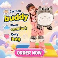 Coussin de protection mignon et doux en peluche, motif chat gris mini, pour genoux et fesses, pour le ski et le snowboard, idéal pour offrir, vente en gros